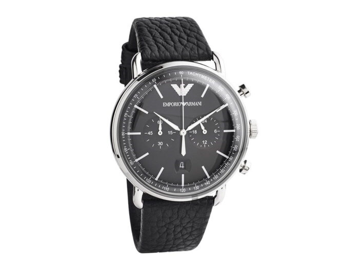 Emporio Armani Aviator Chronograph Black Dial Black Leather Strap Watch For Men - AR11143 - Image 6